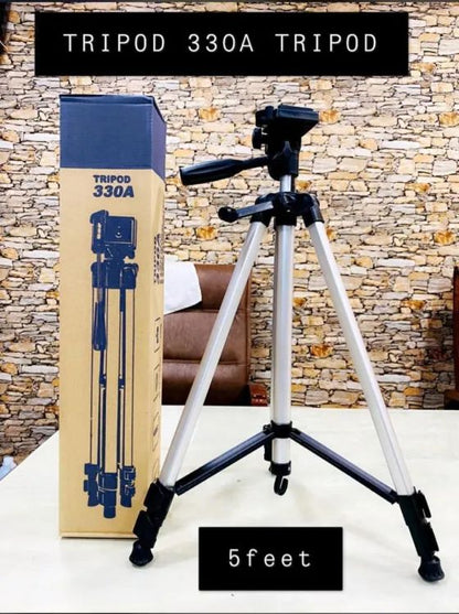 5 Feet Video Stand 330 Big Tripod Mobile Stand For Mobile and DSLR Camera Video Capturing Tripod Stand